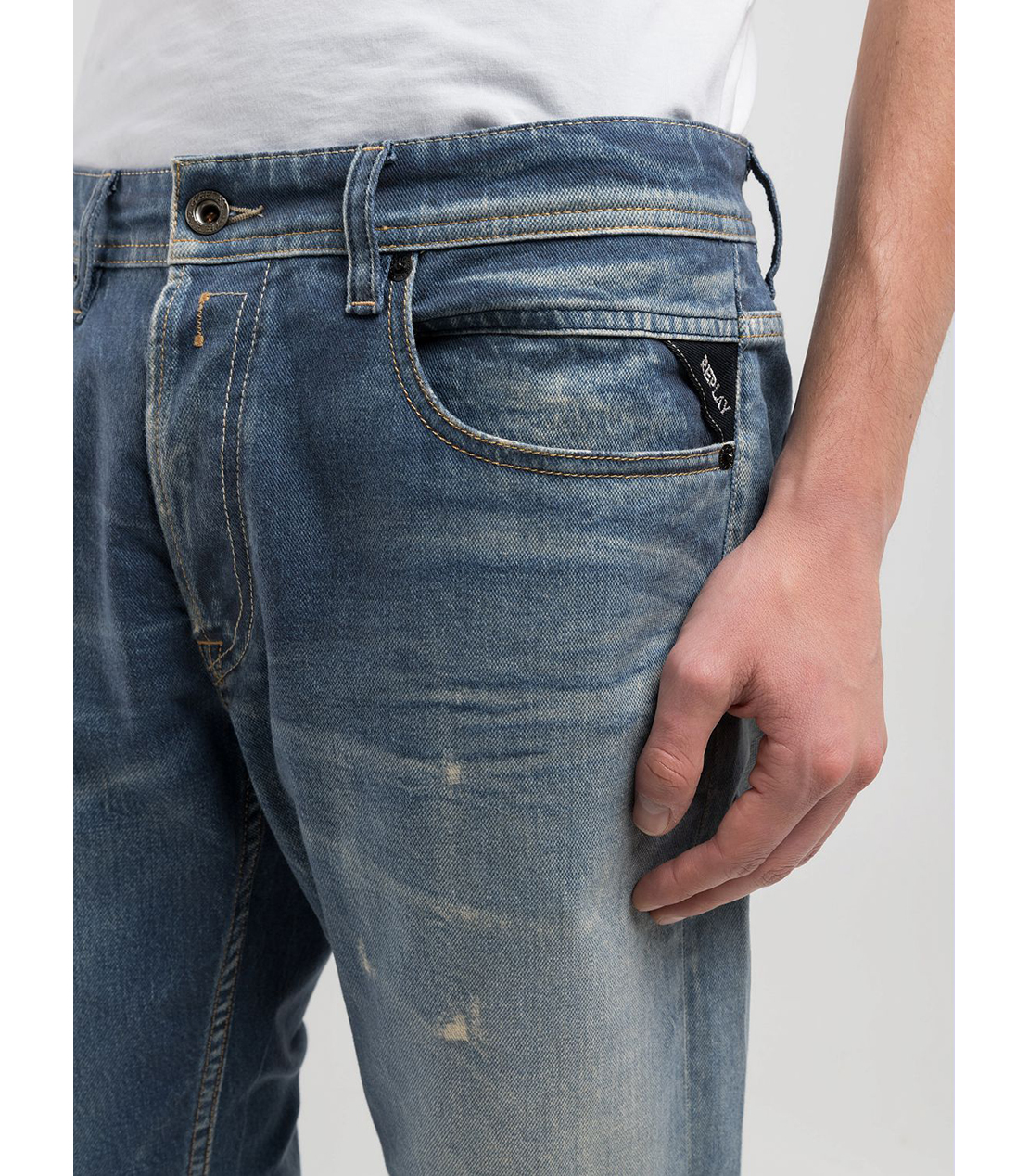 ストレートフィットGROVER 10.5oz AIプリントストレッチデニム 詳細画像 ブルー 6